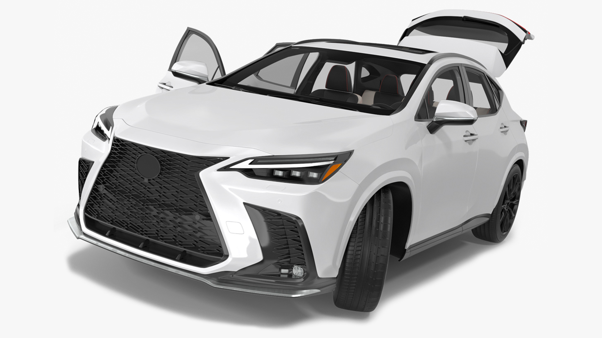 3D model Luxury Hybrid SUV White Simple Interior Rigged for Cinema 4D