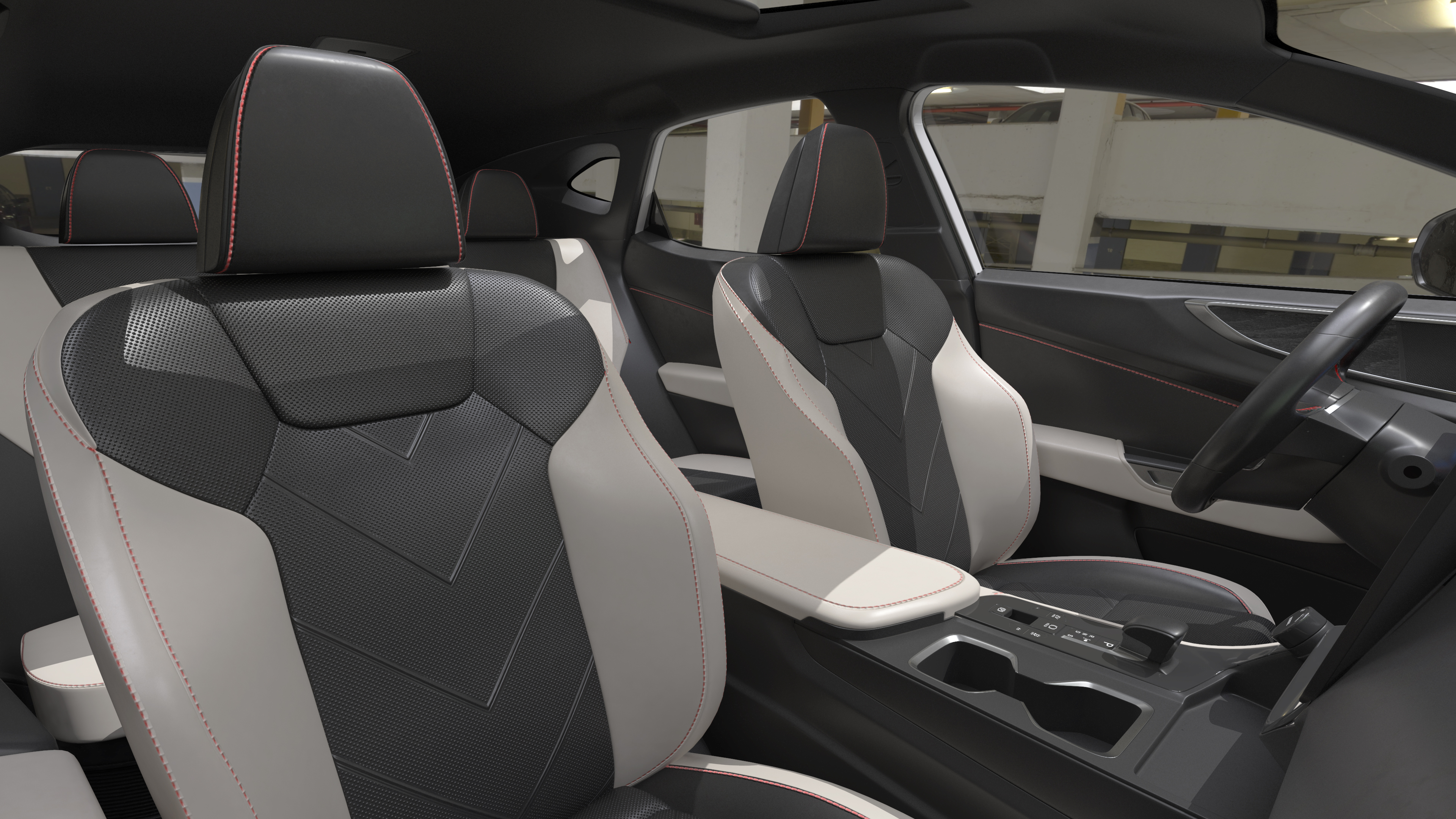 3D model Luxury Hybrid SUV White Simple Interior Rigged for Cinema 4D