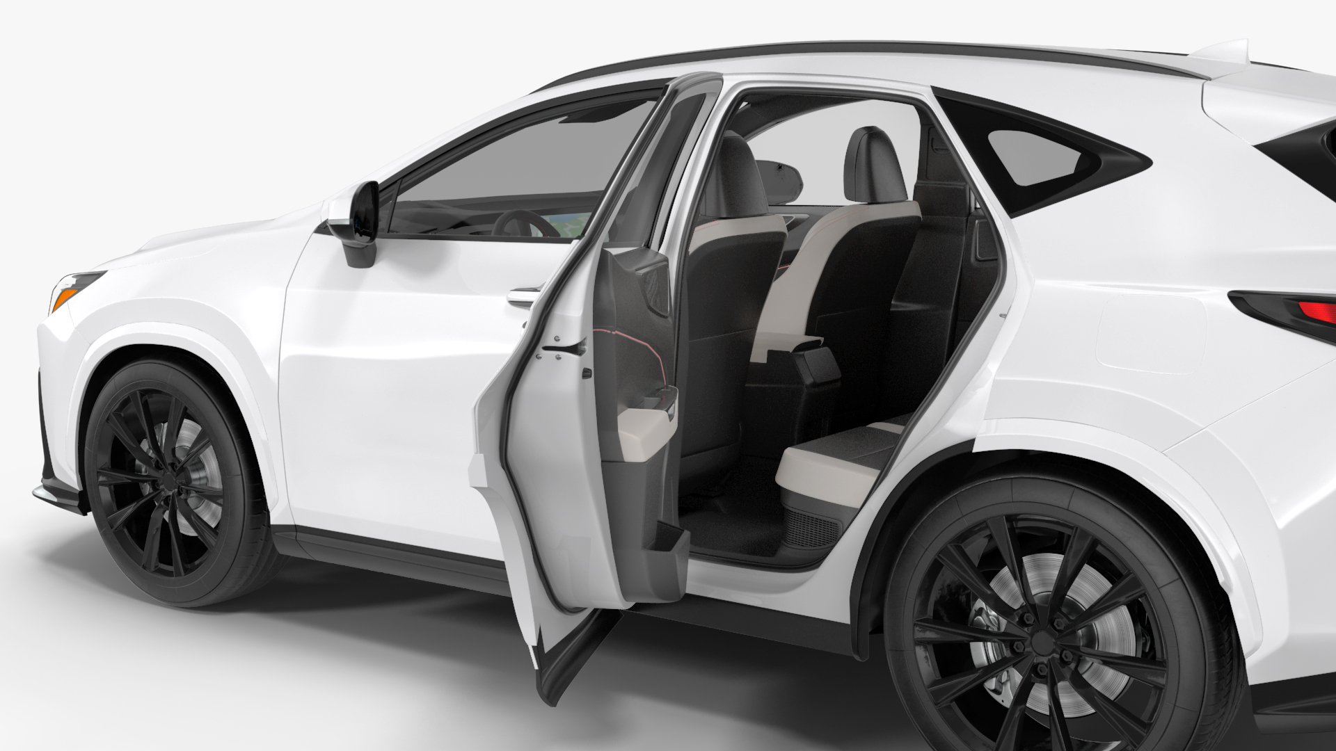 3D model Luxury Hybrid SUV White Simple Interior Rigged for Cinema 4D