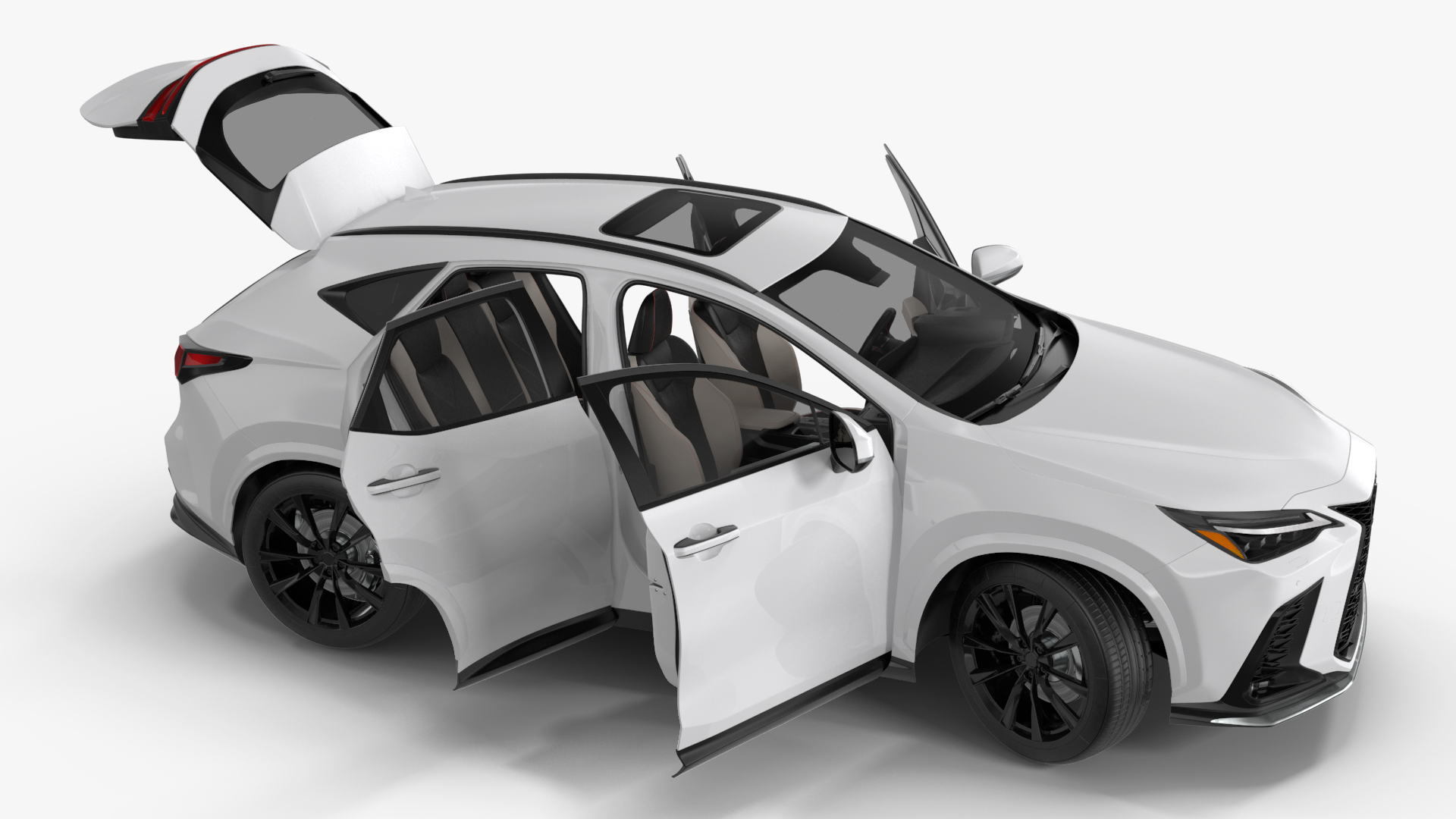 3D model Luxury Hybrid SUV White Simple Interior Rigged for Cinema 4D