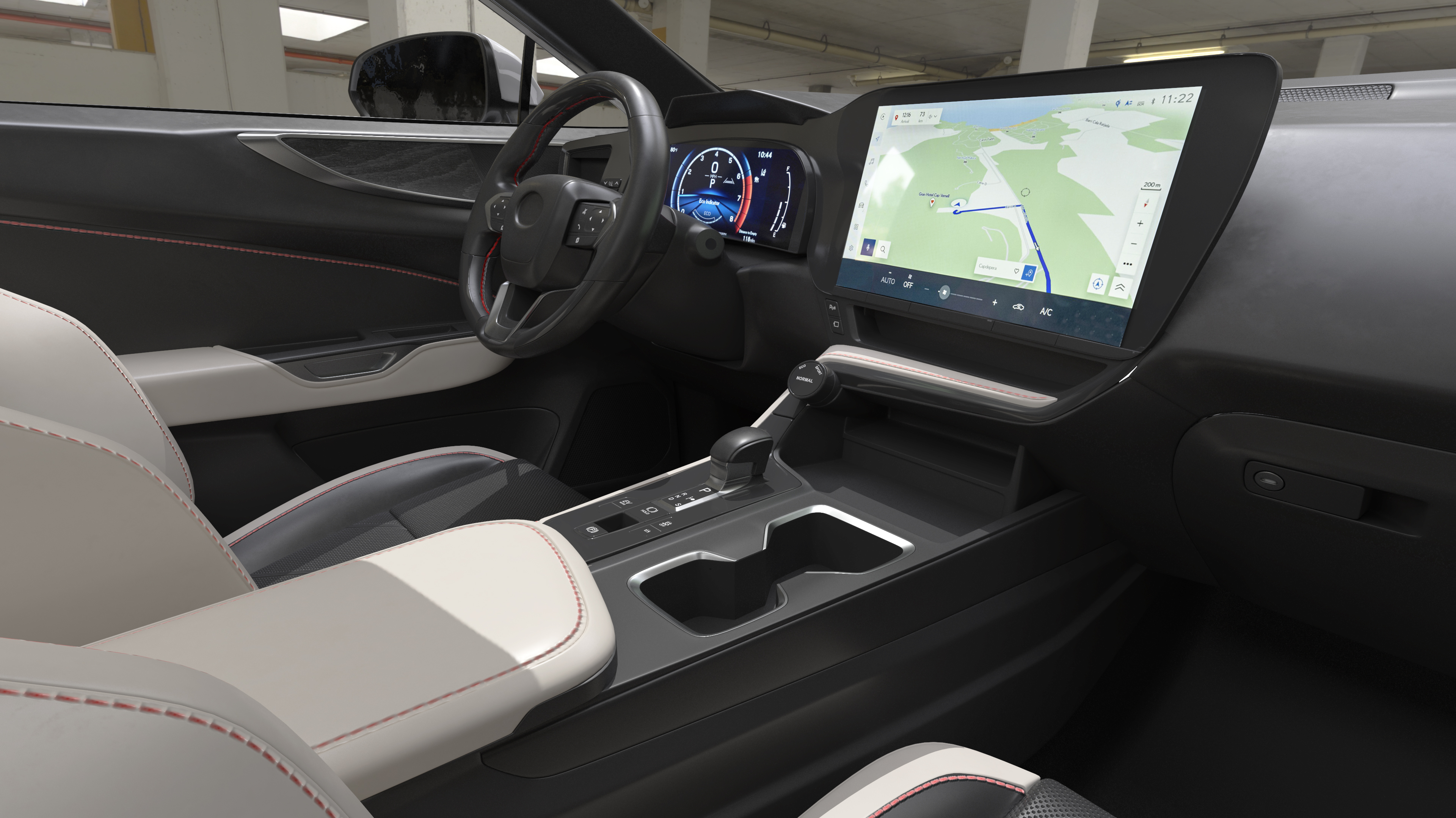 3D model Luxury Hybrid SUV White Simple Interior Rigged for Cinema 4D