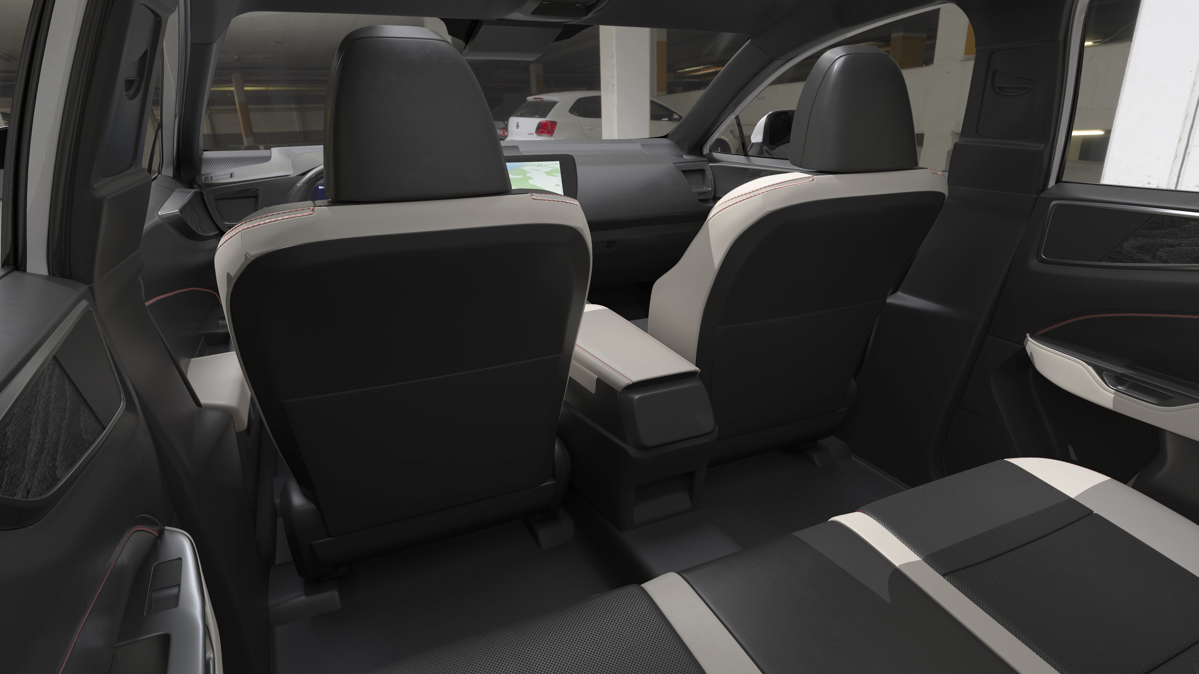 3D model Luxury Hybrid SUV White Simple Interior Rigged for Cinema 4D