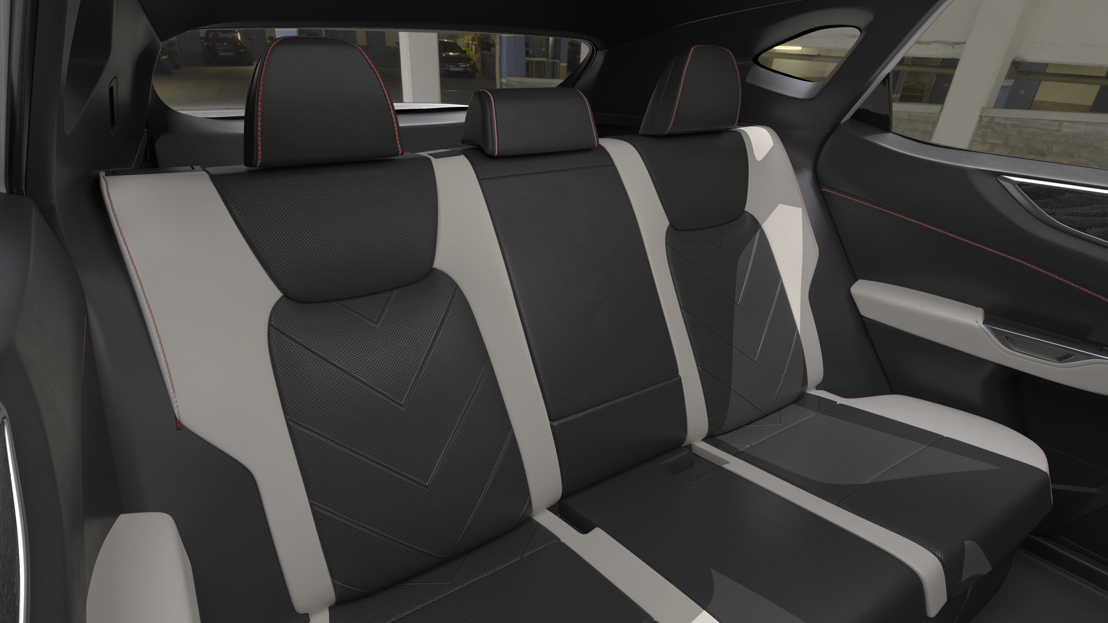 3D model Luxury Hybrid SUV White Simple Interior Rigged for Cinema 4D