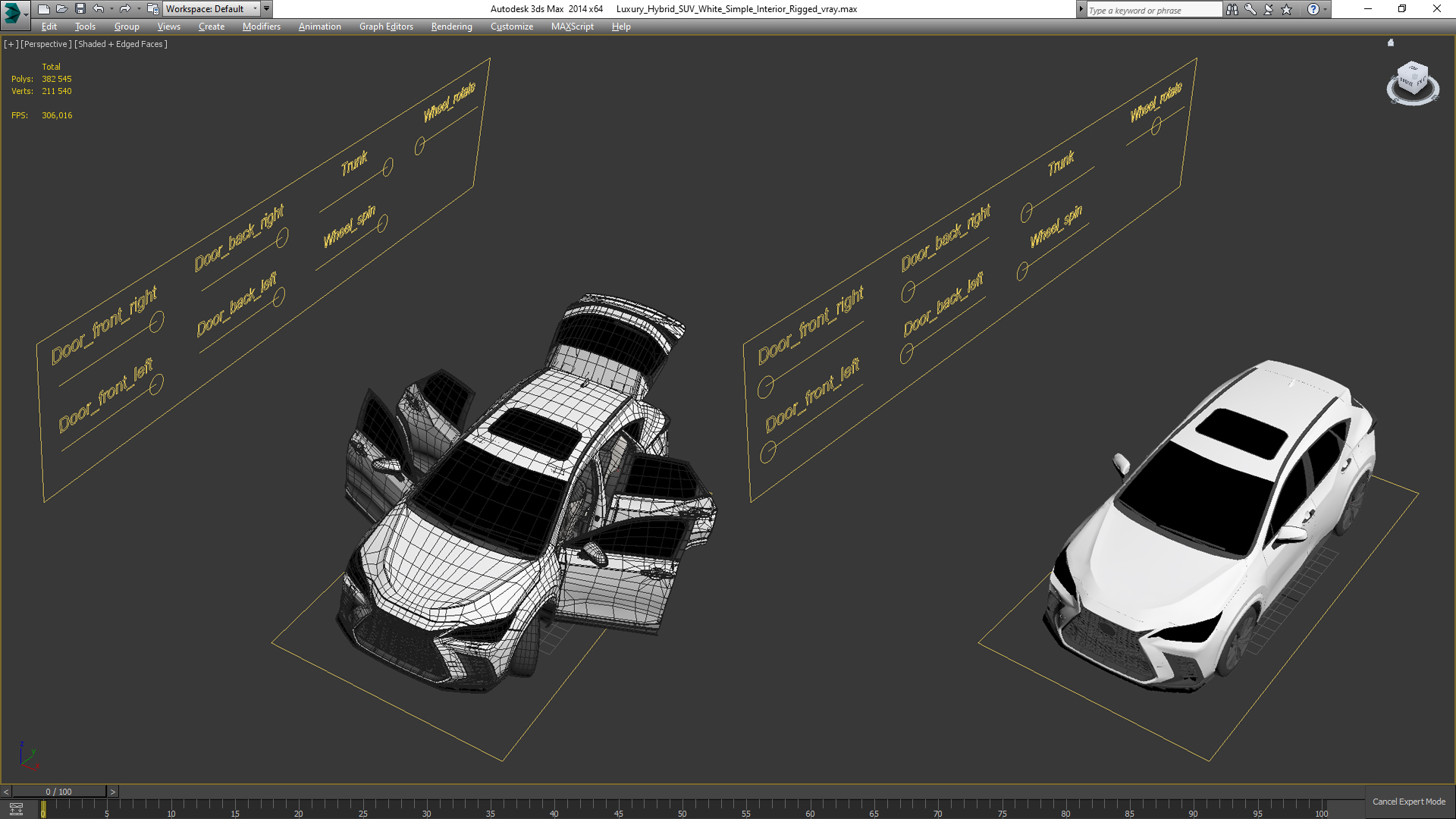 3D model Luxury Hybrid SUV White Simple Interior Rigged for Cinema 4D