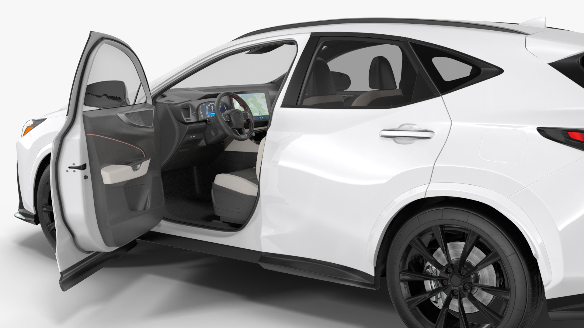 3D model Luxury Hybrid SUV White Simple Interior Rigged for Cinema 4D