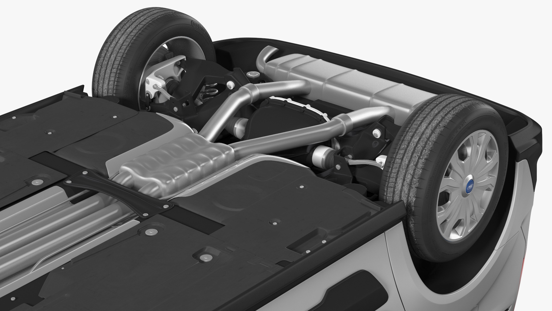 3D Ford Transit Connect Barn Doors Silver model