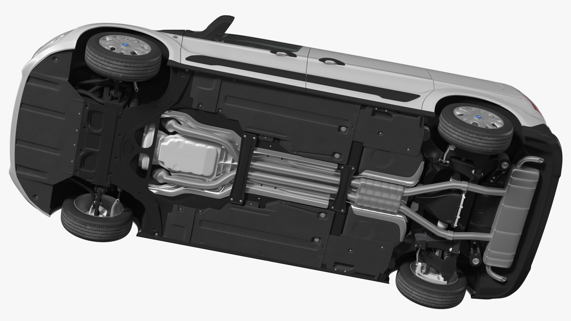 3D Ford Transit Connect Barn Doors Silver model