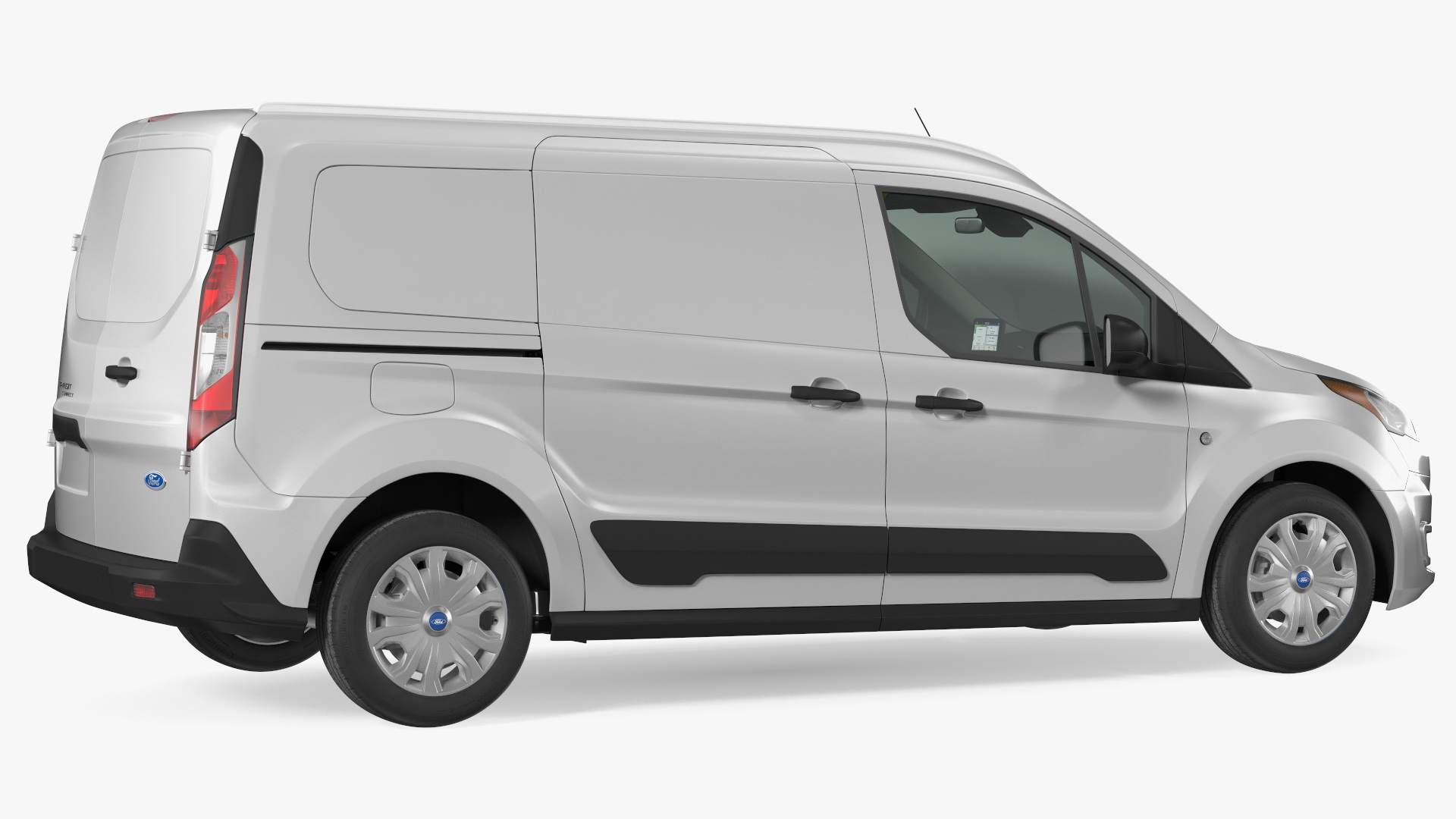 3D Ford Transit Connect Barn Doors Silver model