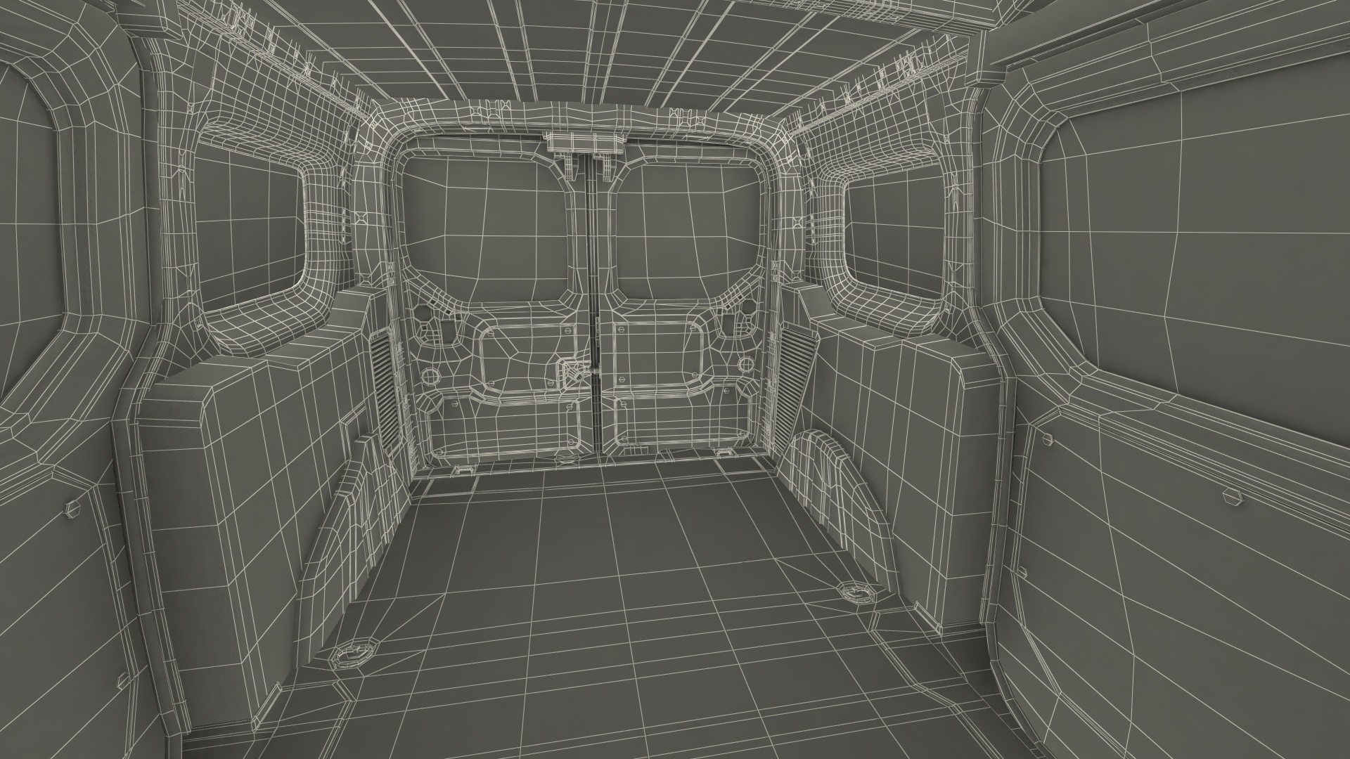 3D Ford Transit Connect Barn Doors Silver model