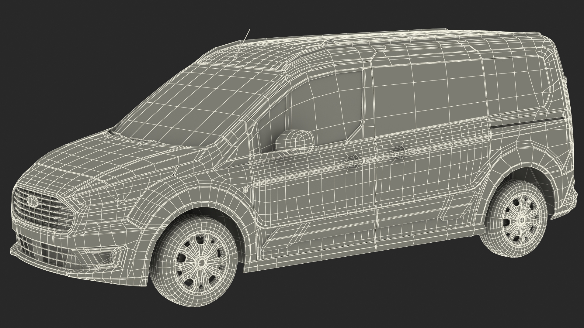3D Ford Transit Connect Barn Doors Silver model
