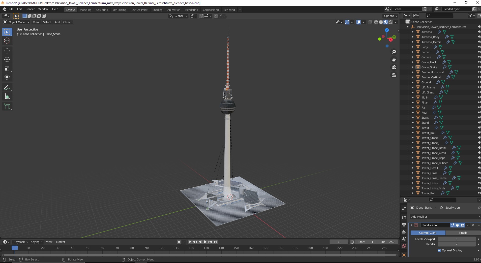Television Tower Berliner Fernsehturm 3D