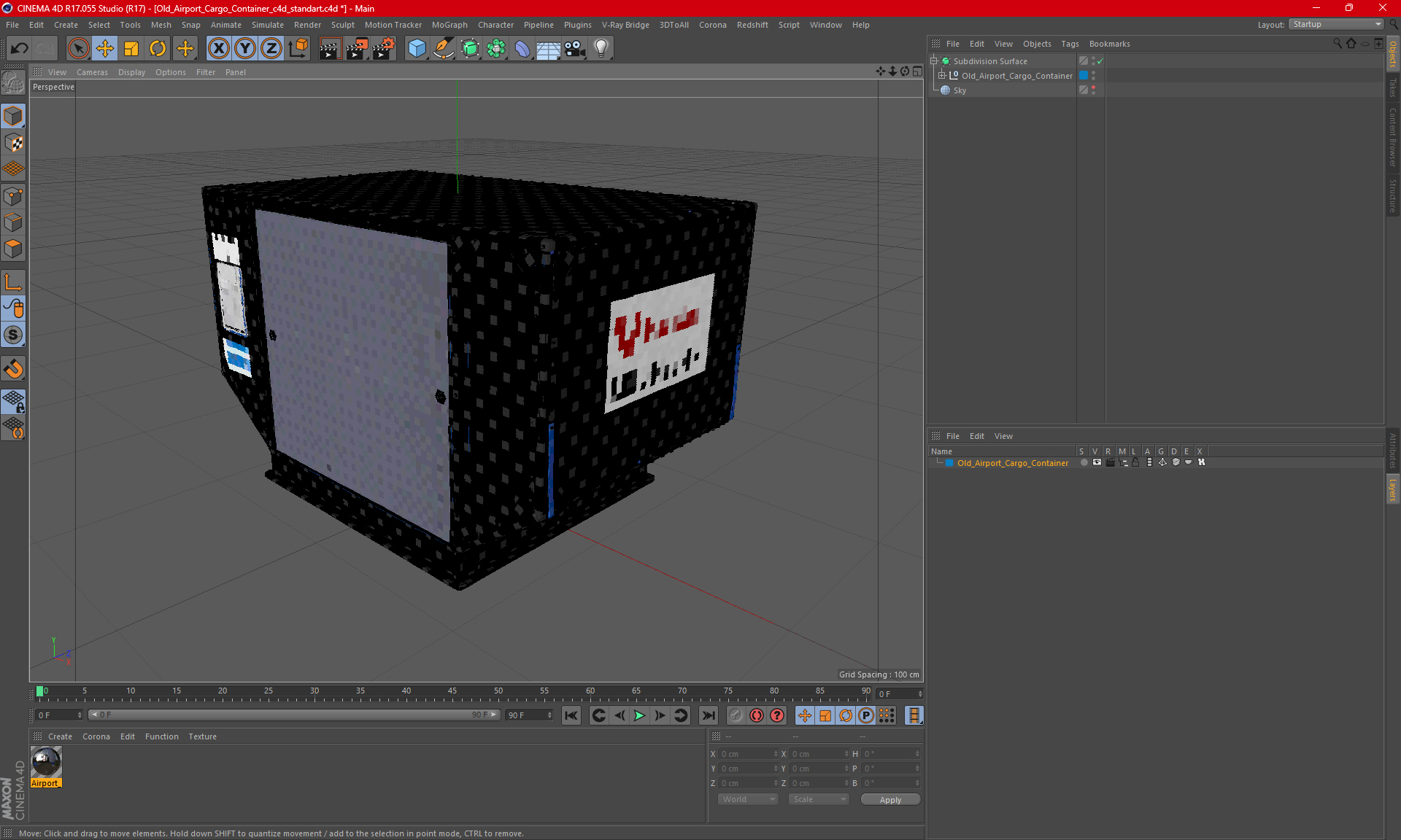 Old Airport Cargo Container 3D
