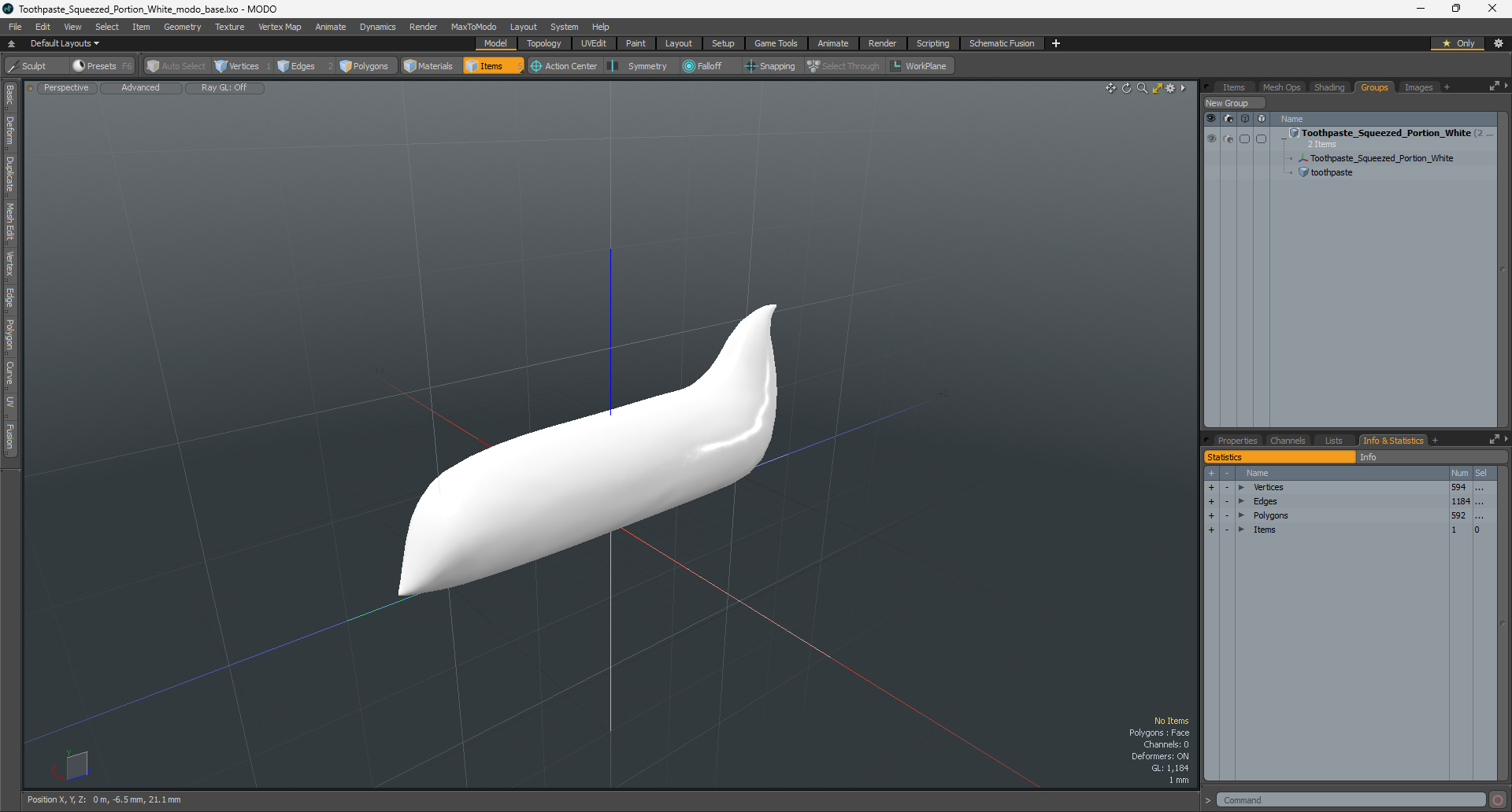 3D Toothpaste Squeezed Portion White model