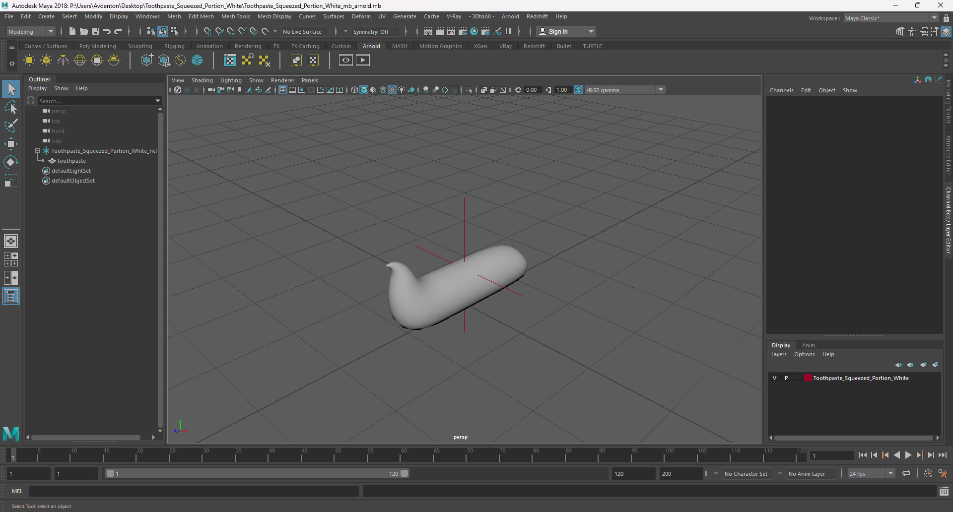 3D Toothpaste Squeezed Portion White model