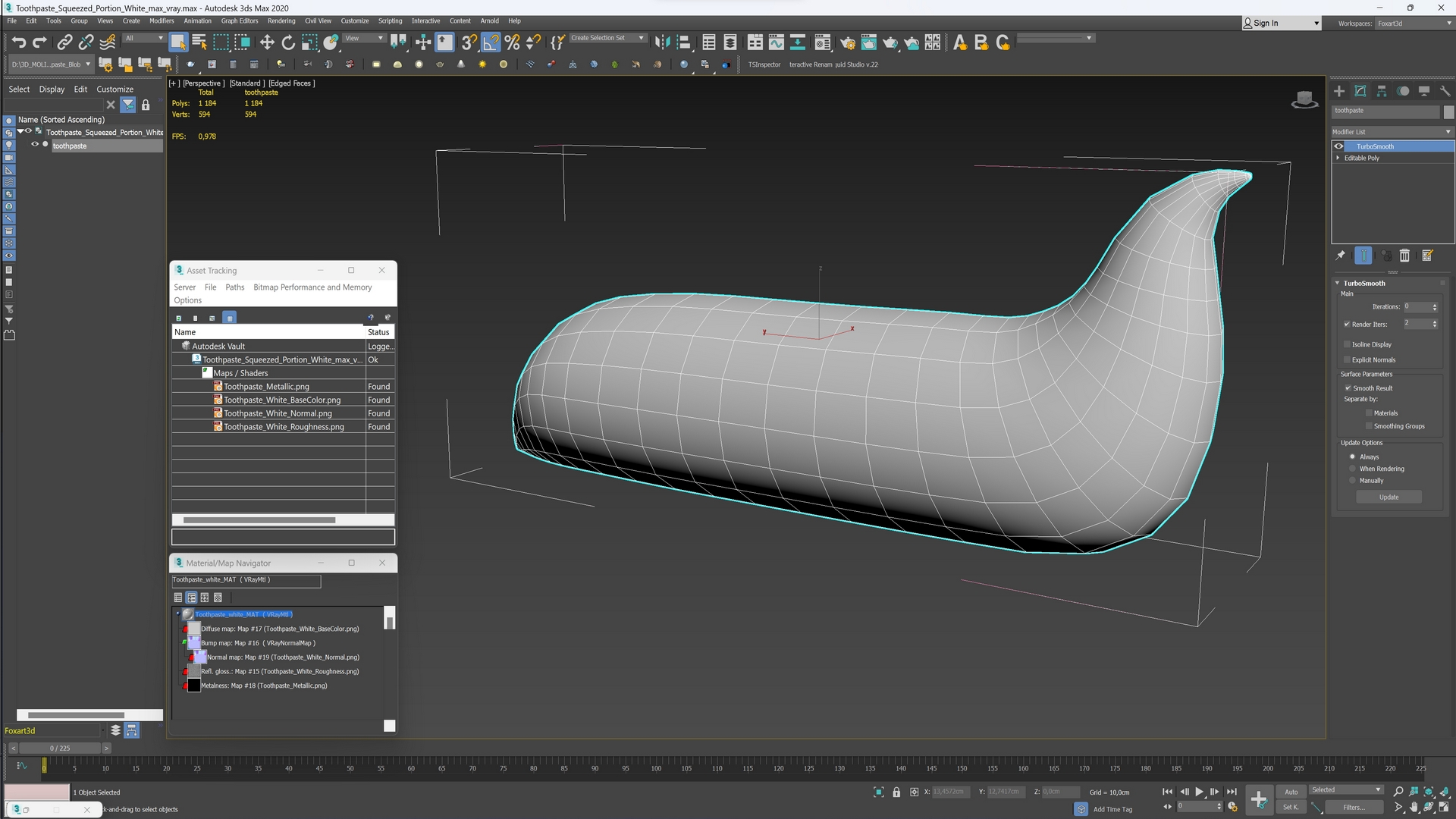 3D Toothpaste Squeezed Portion White model