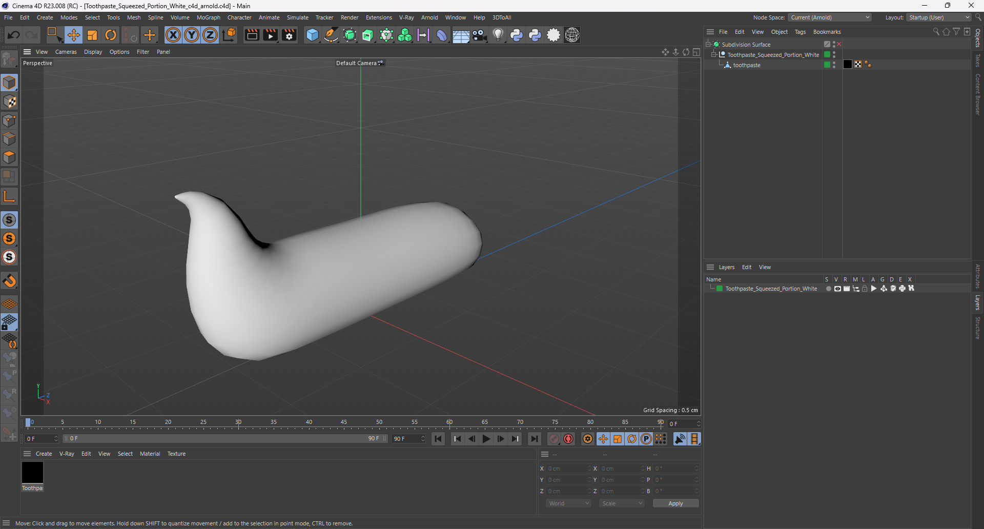 3D Toothpaste Squeezed Portion White model
