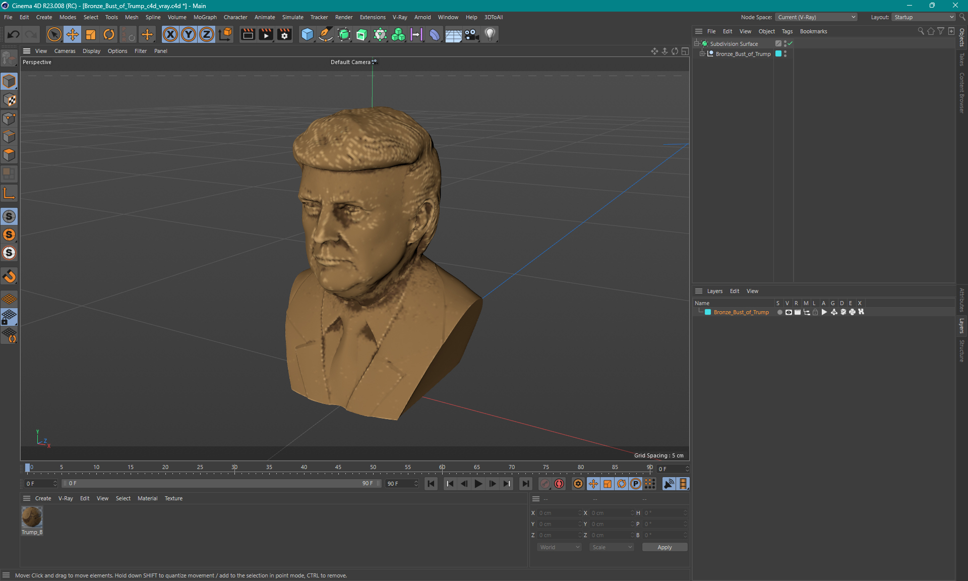 3D model Bronze Bust of Trump