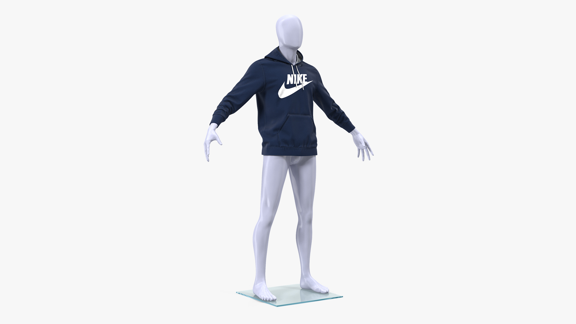 Blue Hoodie Nike Lowered Hood on Mannequin 3D
