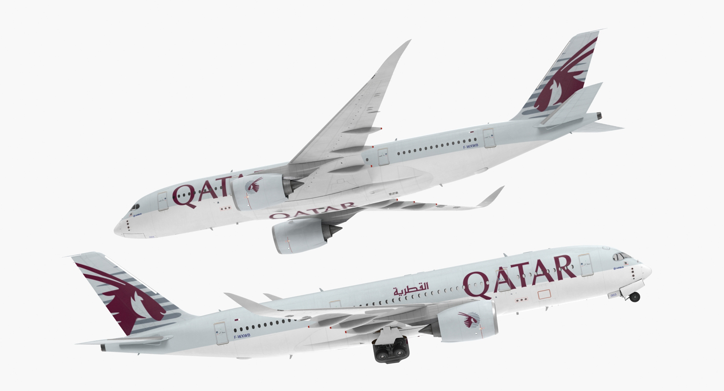 3D Airbus A350 800 Qatar