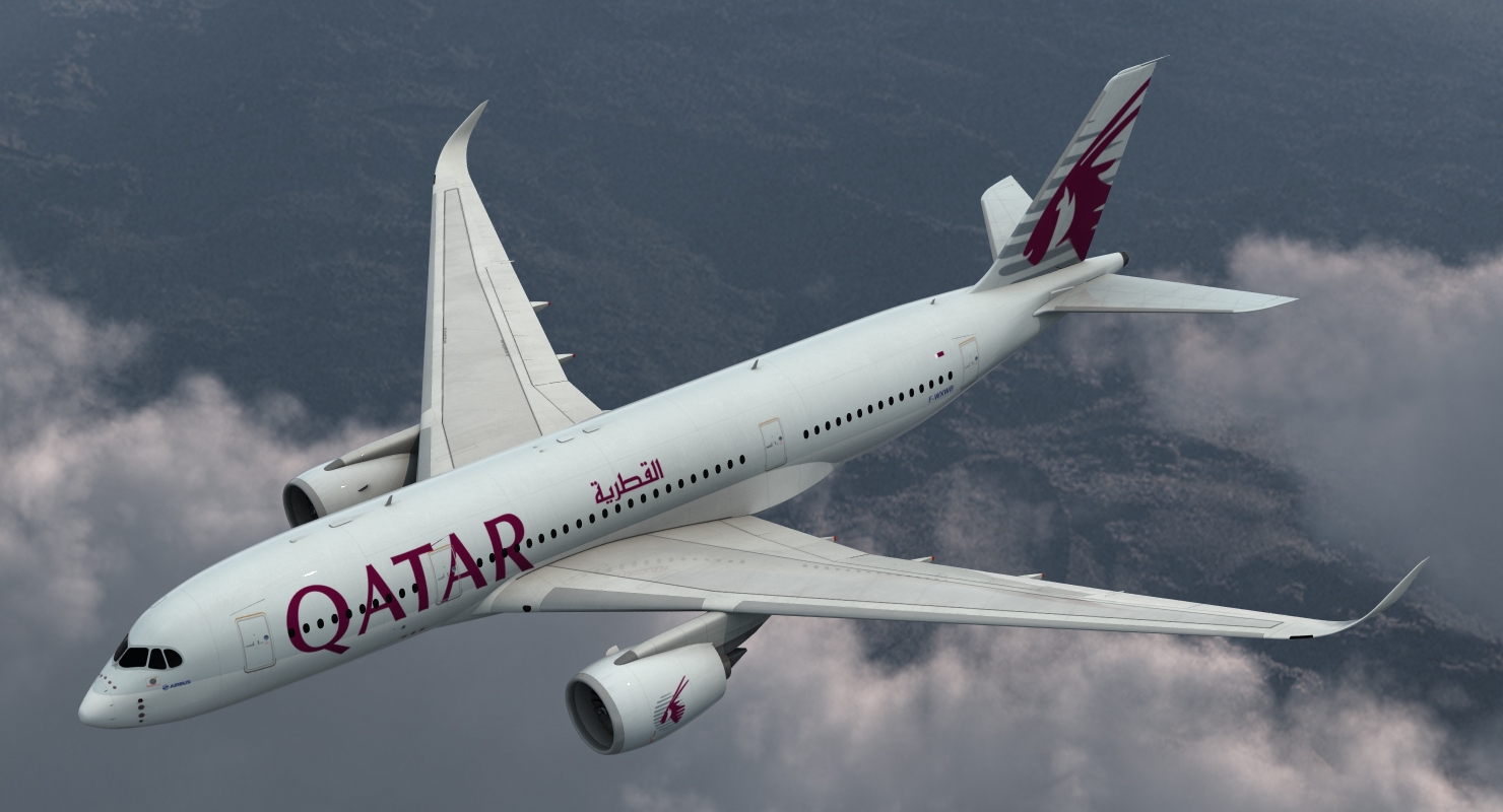 3D Airbus A350 800 Qatar