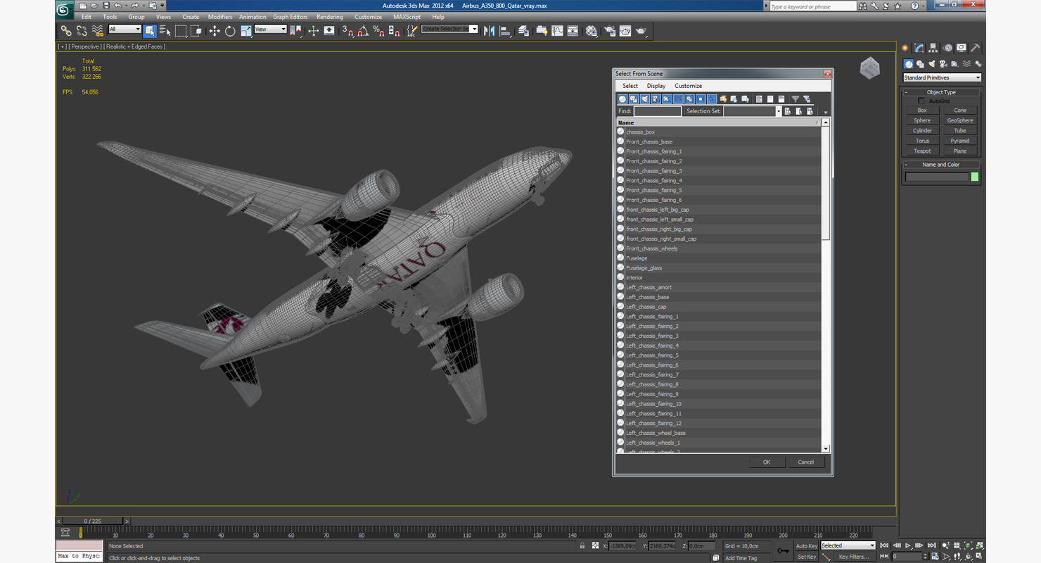 3D Airbus A350 800 Qatar