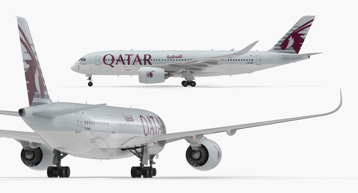3D Airbus A350 800 Qatar