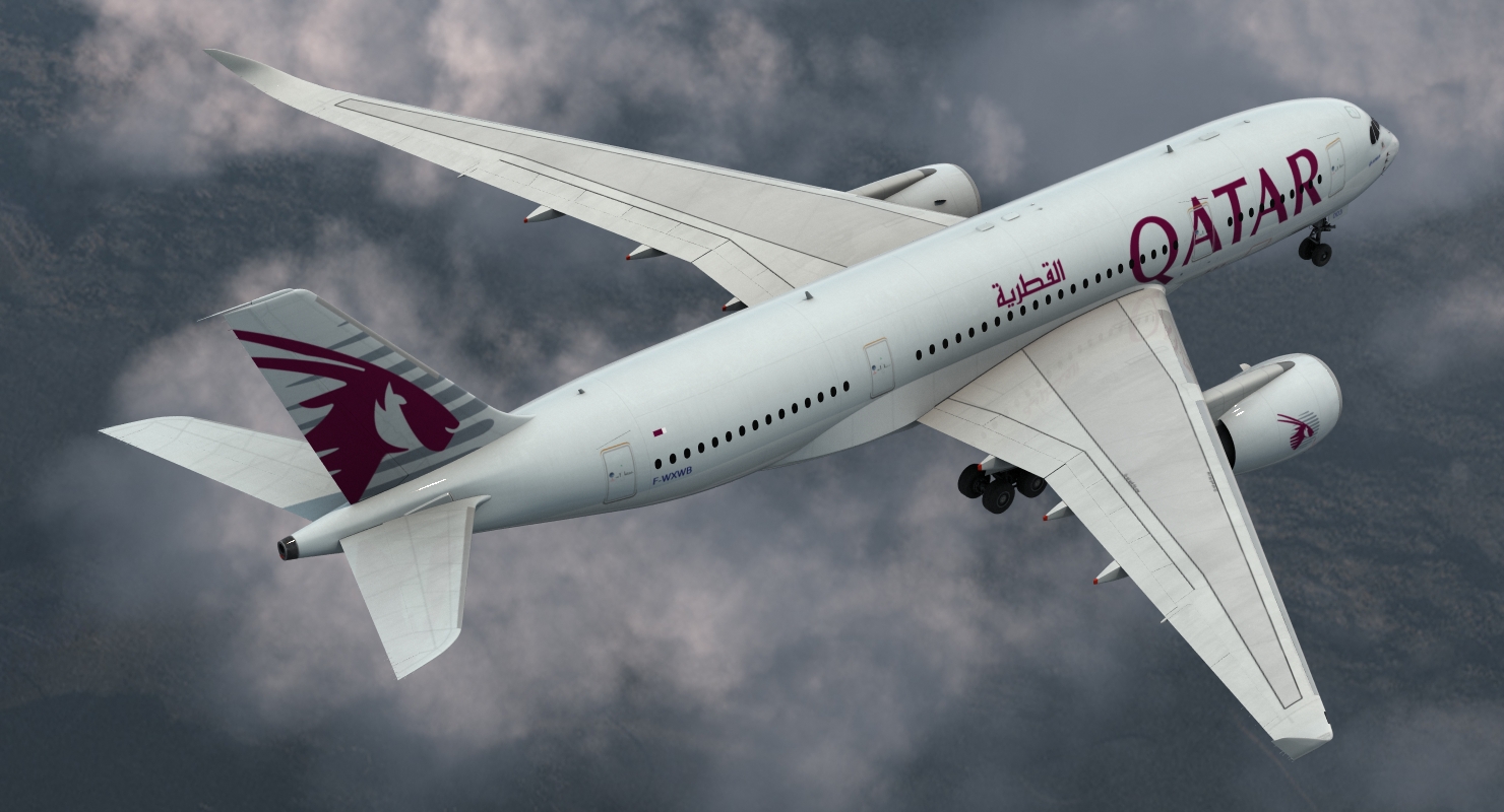 3D Airbus A350 800 Qatar