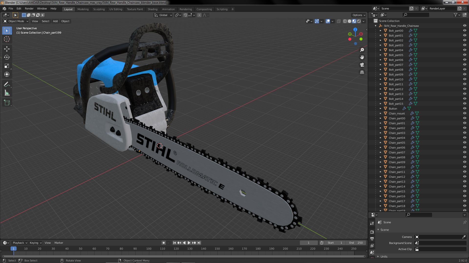 3D Stihl Rear Handle Chainsaw