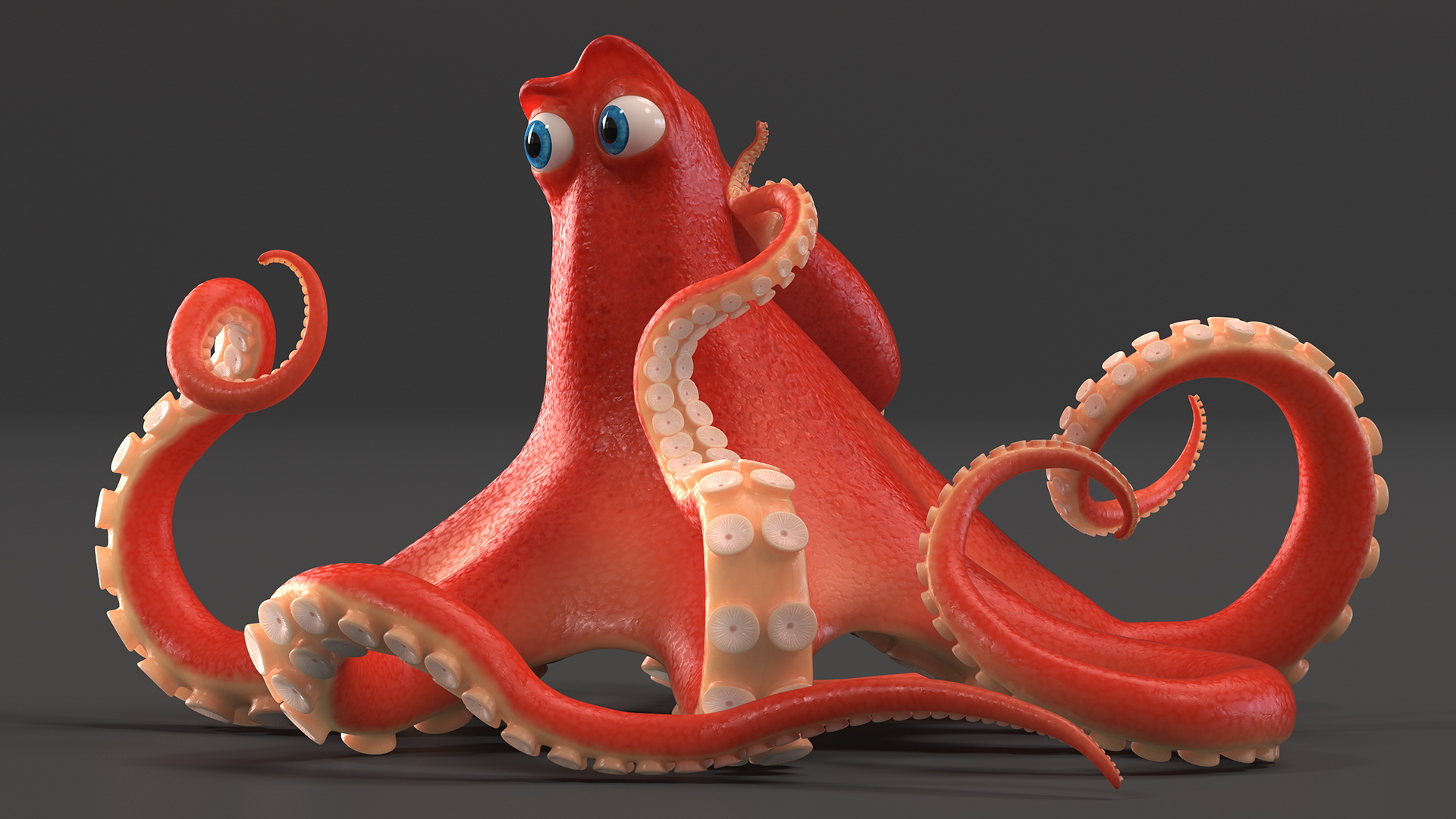 Cartoon Octopus Moving Pose 3D