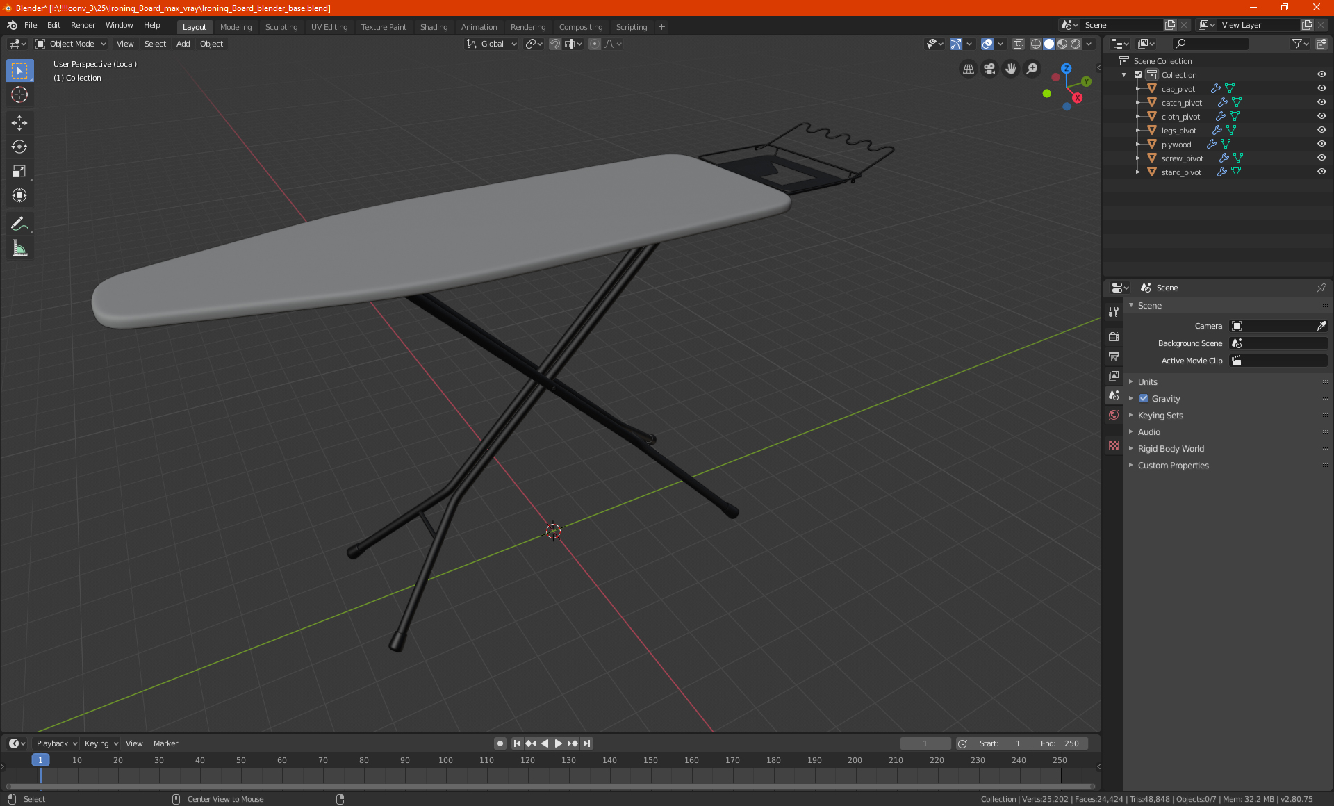 3D Ironing Board model