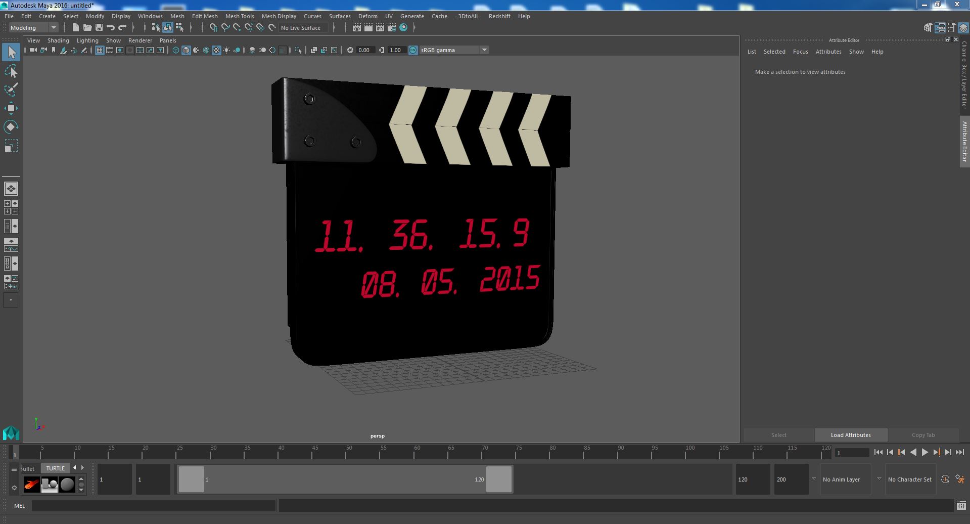 3D Open Digital Movie Clapboard model