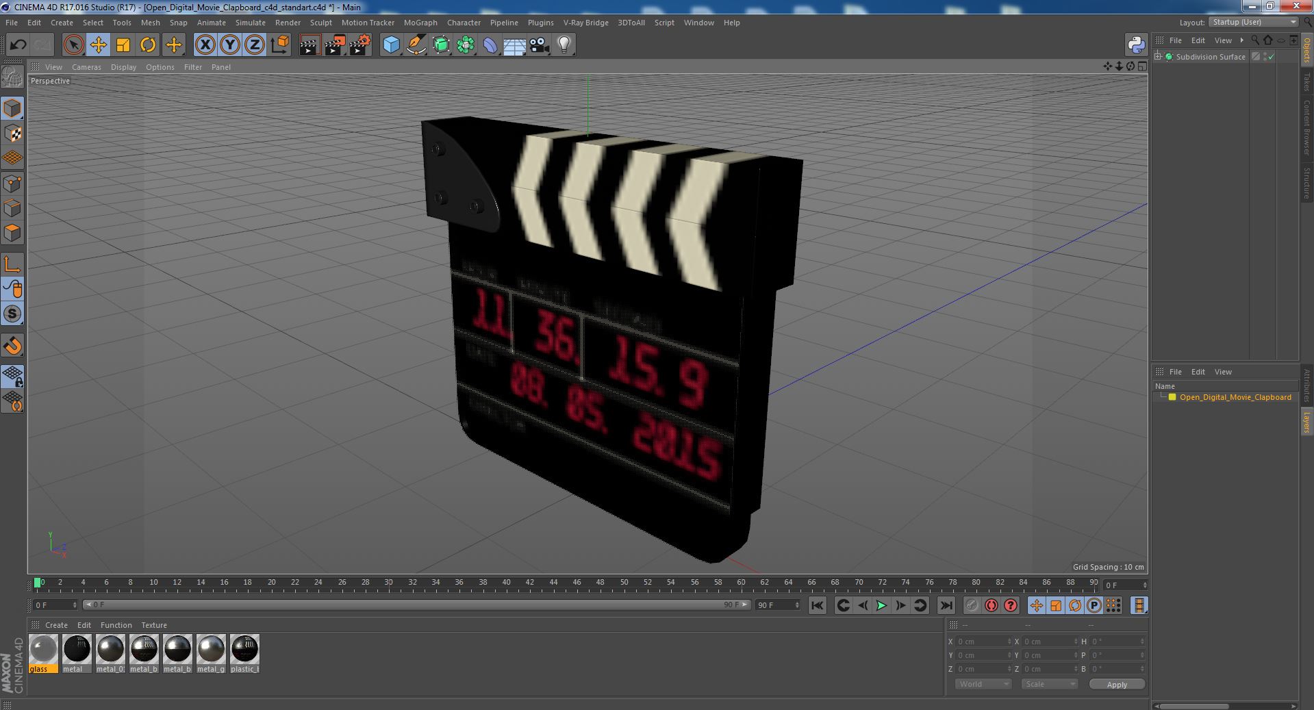 3D Open Digital Movie Clapboard model