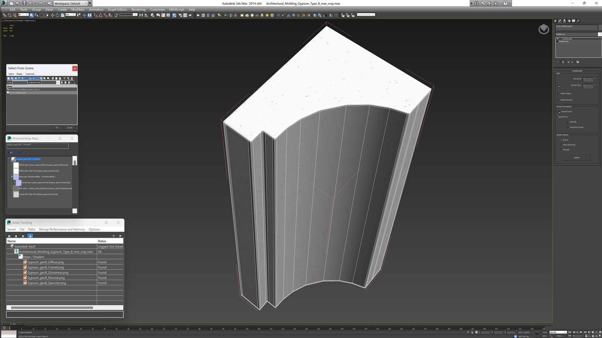 3D model Architectural Molding Gypsum Type 8