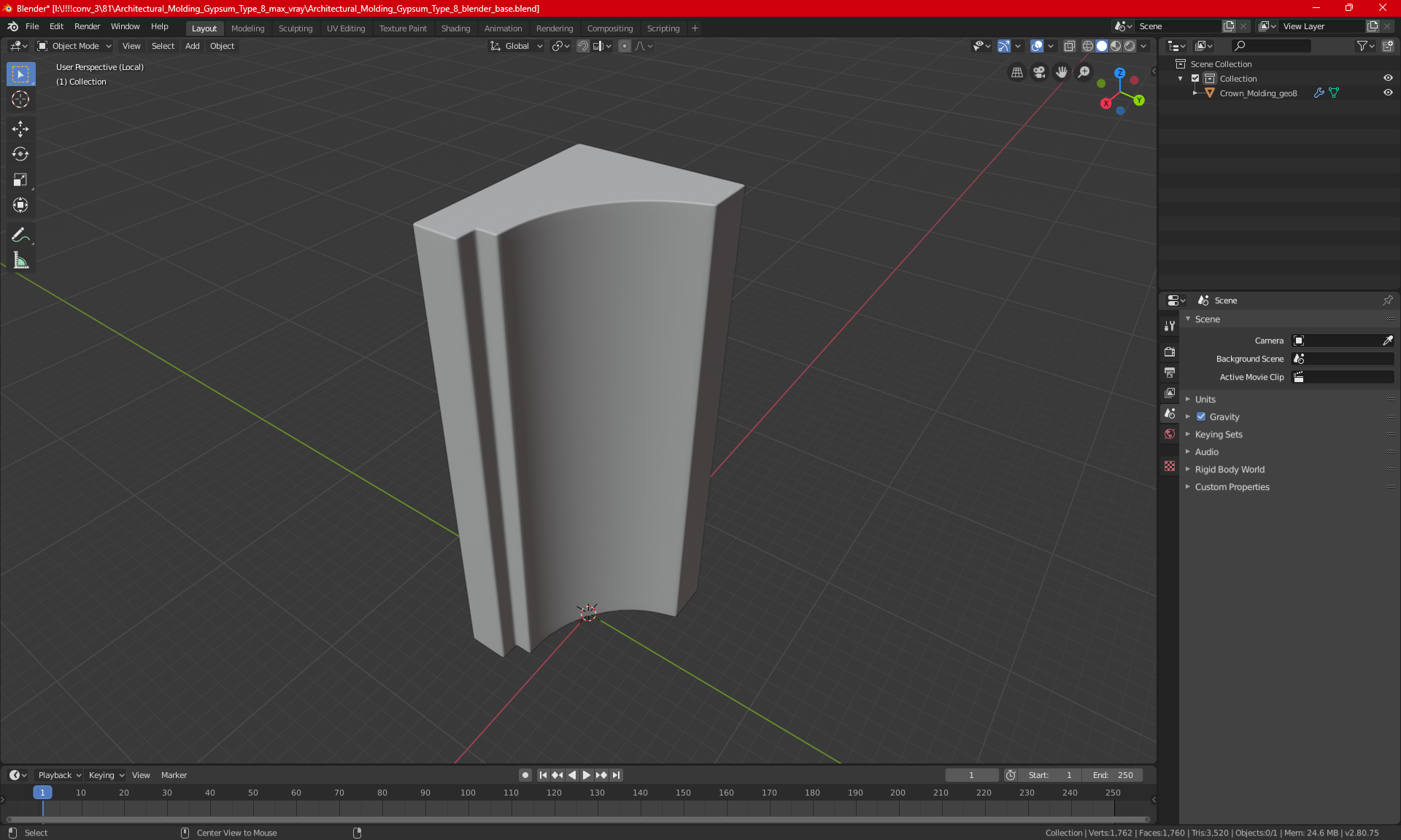 3D model Architectural Molding Gypsum Type 8