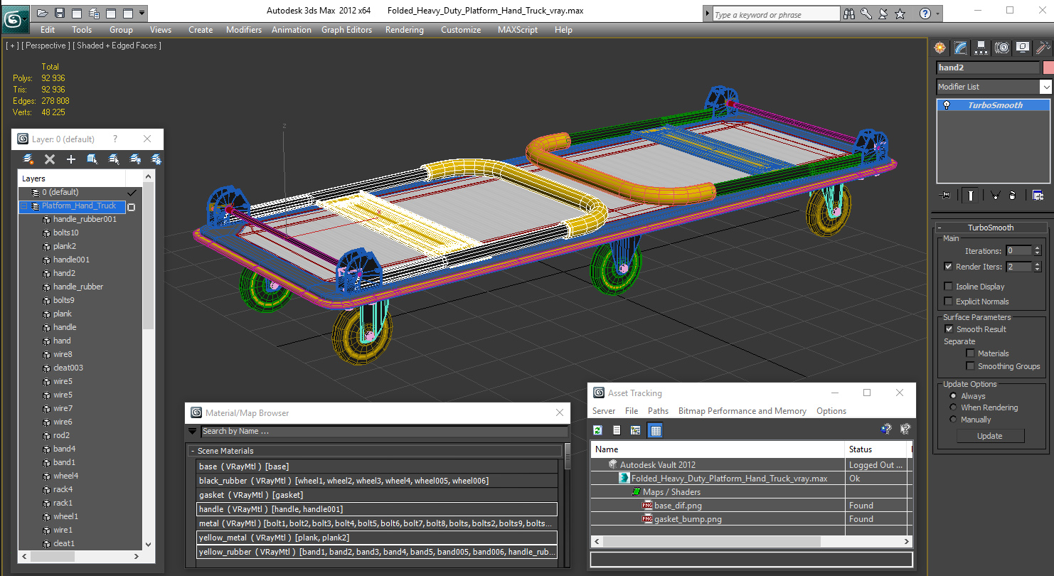 Folded Heavy Duty Platform Hand Truck 3D