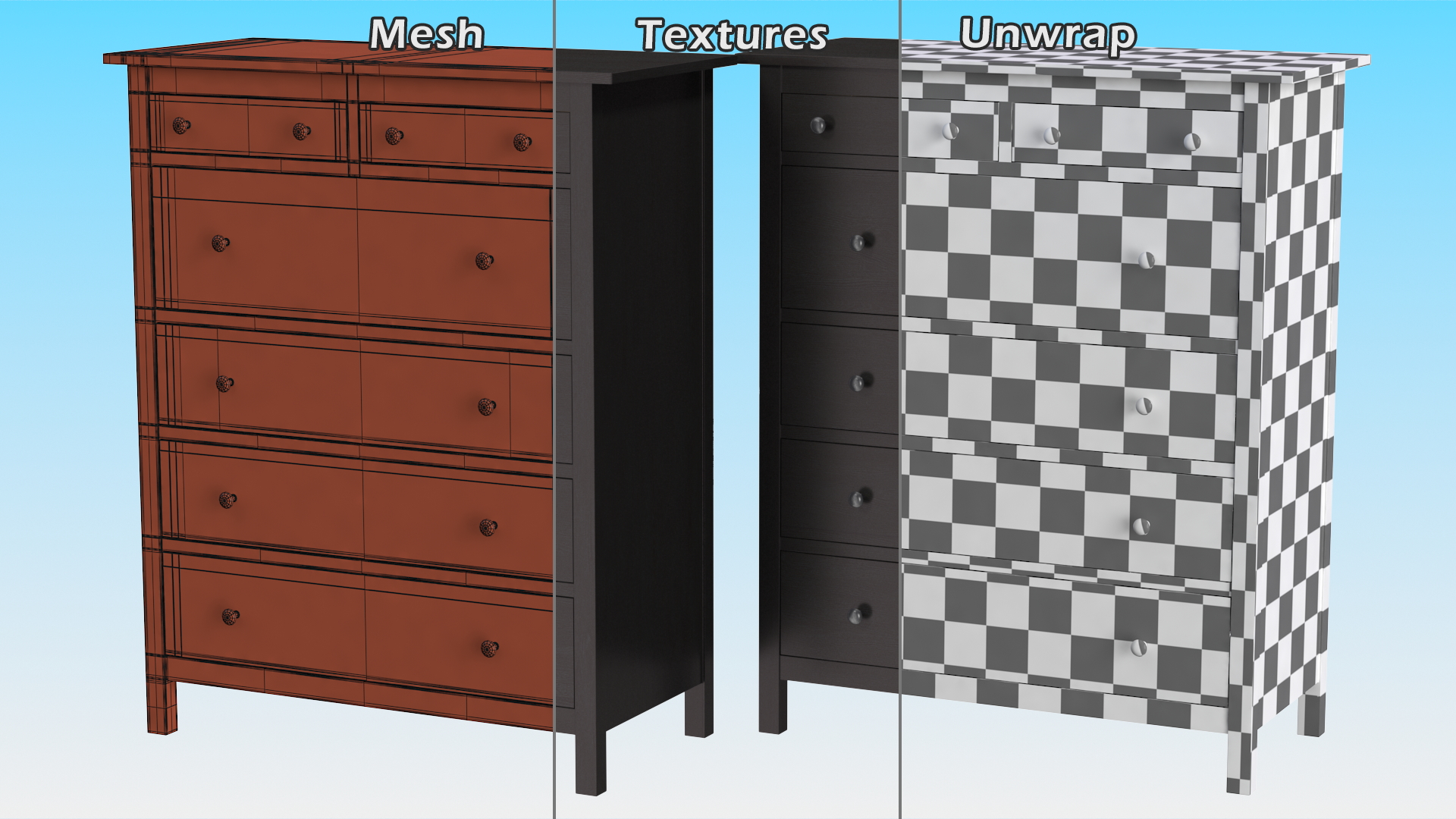 Hemnes 6 Drawer Ikea Chest Black 3D