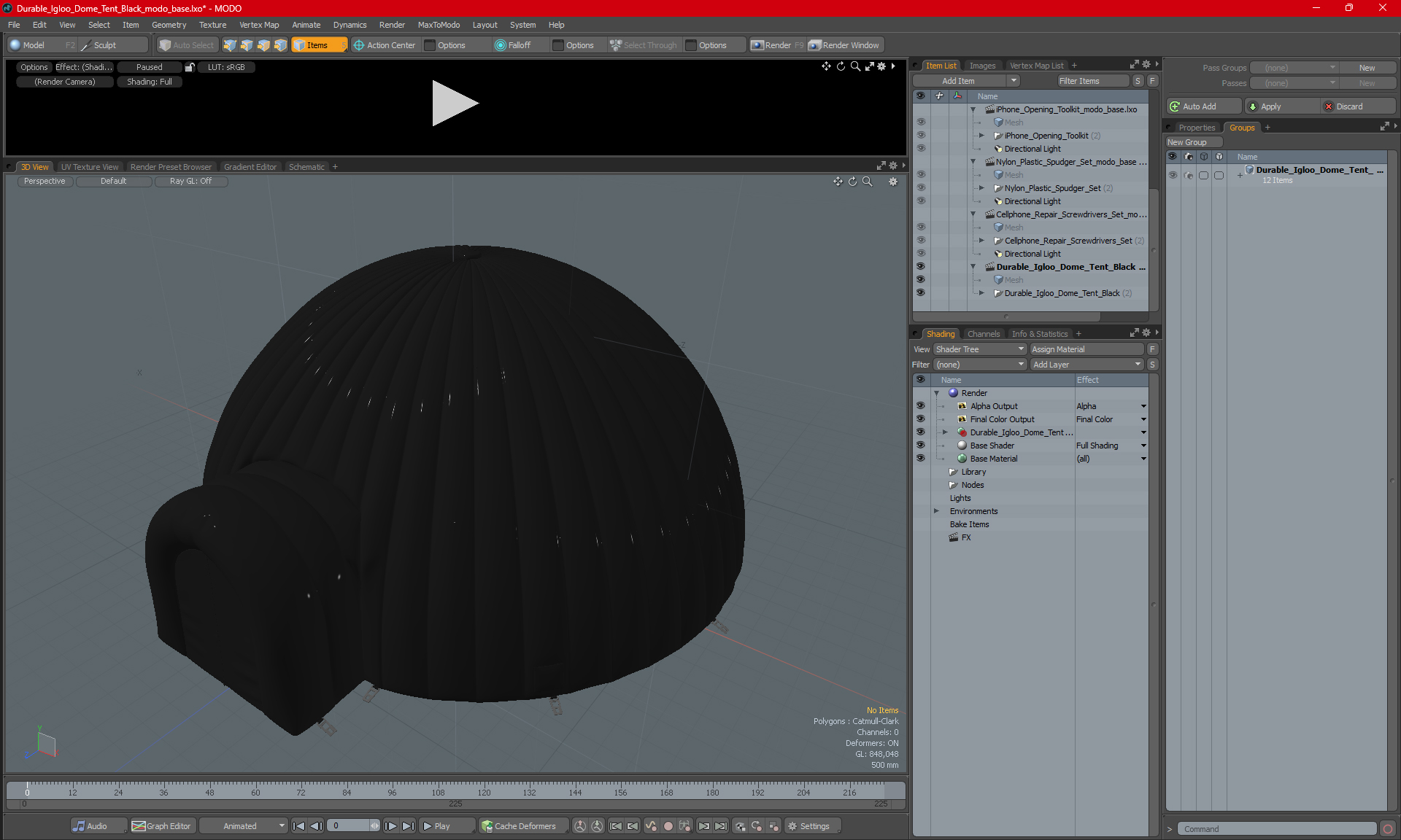 Durable Igloo Dome Tent Black 3D model
