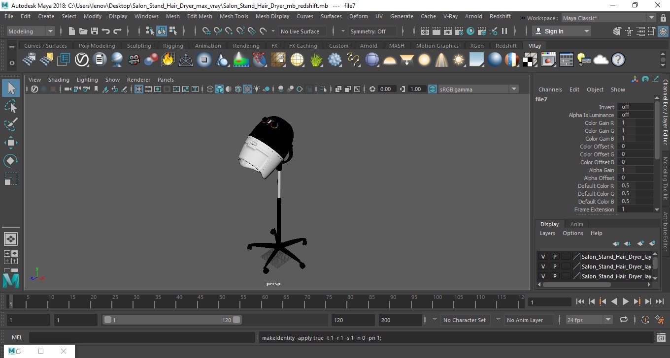 Salon Stand Hair Dryer 3D