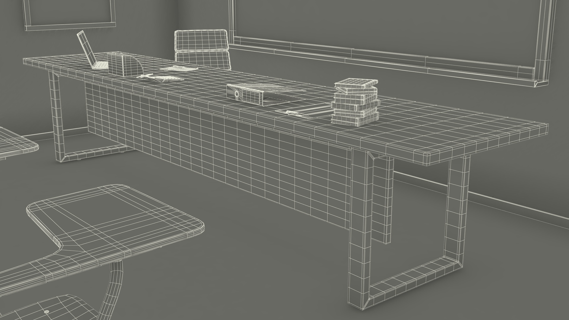 Classroom Interior with Furniture Light 3D model
