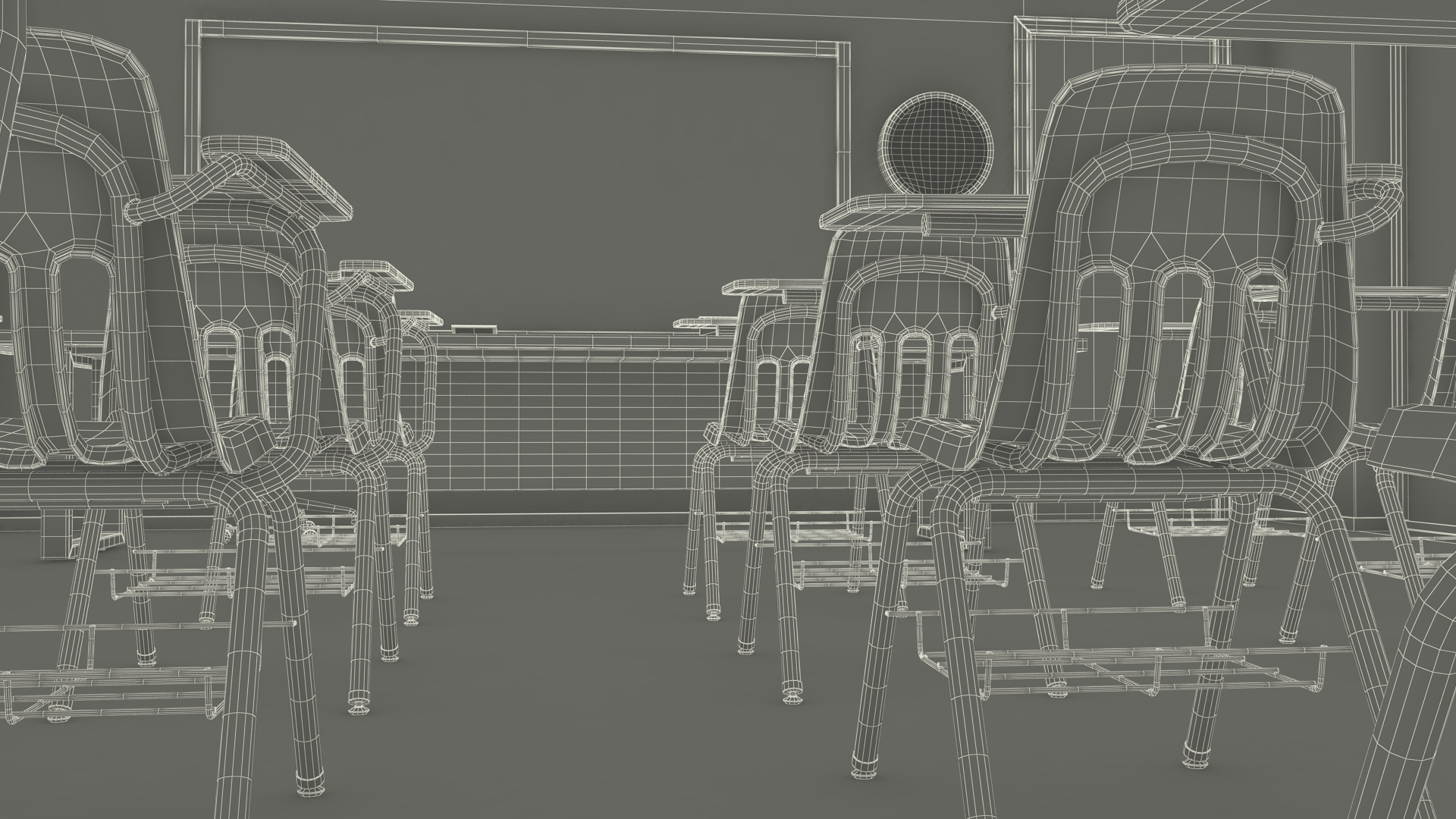 Classroom Interior with Furniture Light 3D model