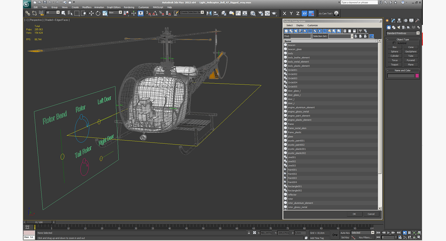 3D Light Helicopter Bell 47 Rigged