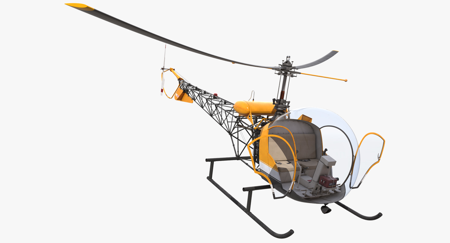 3D Light Helicopter Bell 47 Rigged