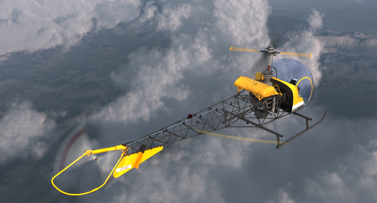 3D Light Helicopter Bell 47 Rigged