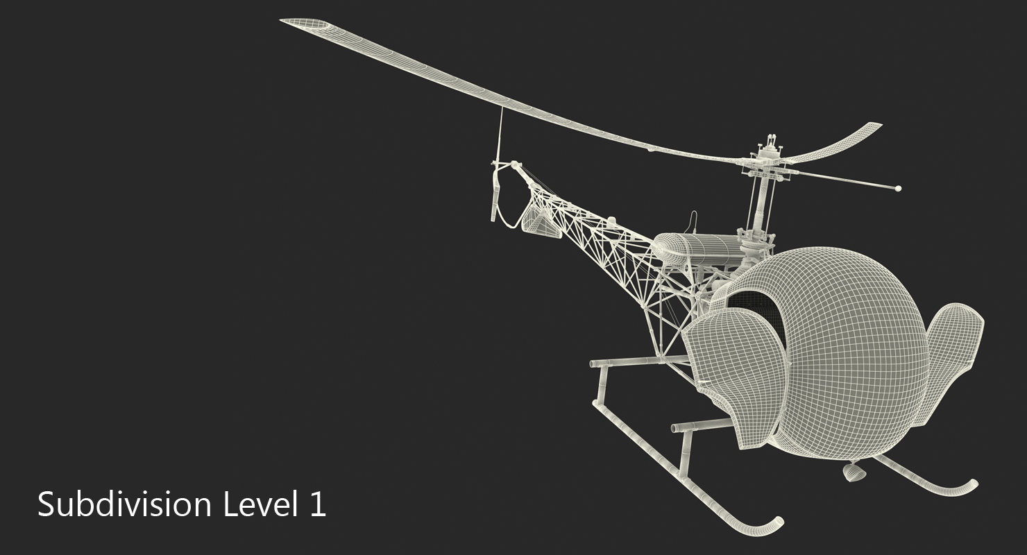 3D Light Helicopter Bell 47 Rigged