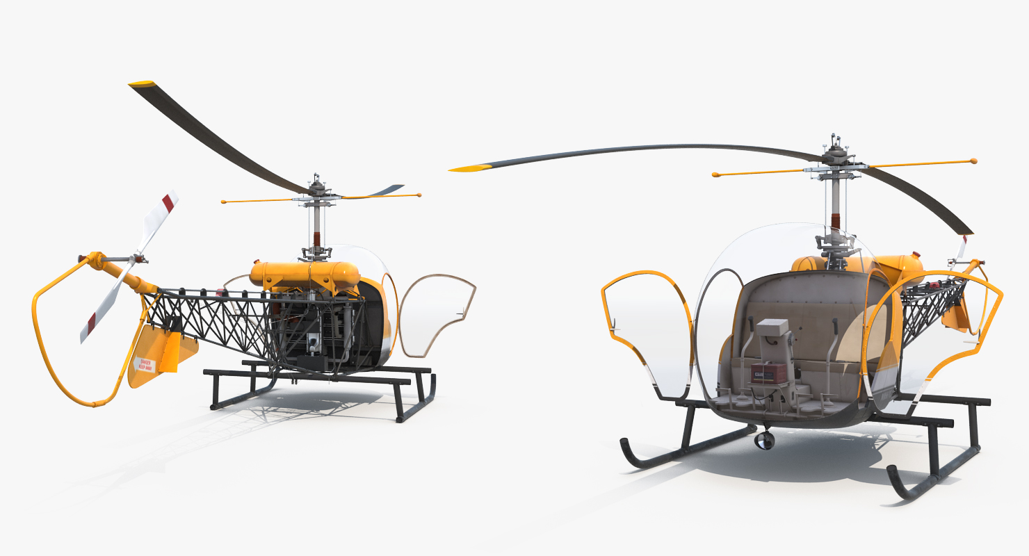 3D Light Helicopter Bell 47 Rigged