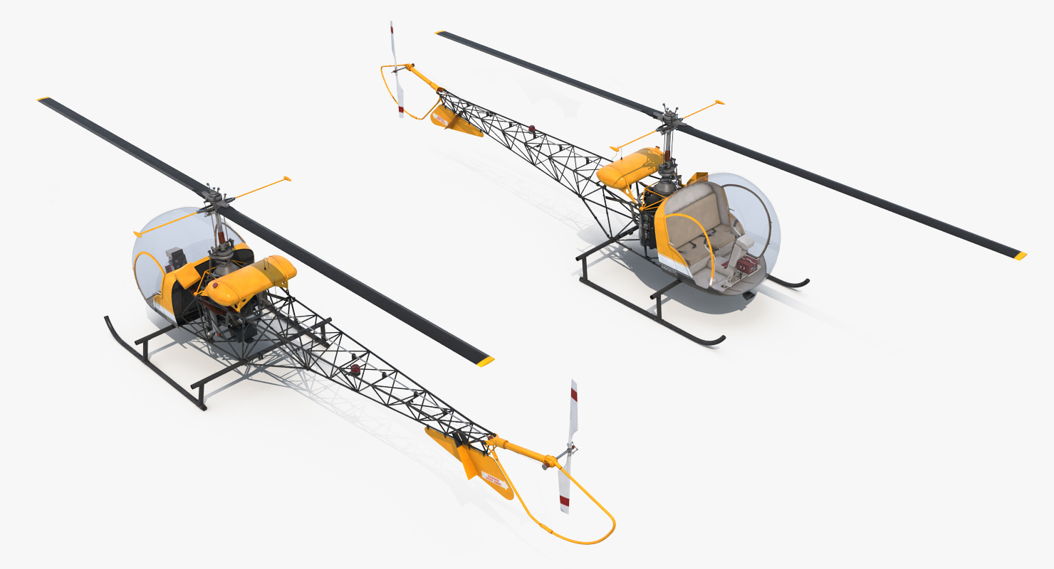 3D Light Helicopter Bell 47 Rigged
