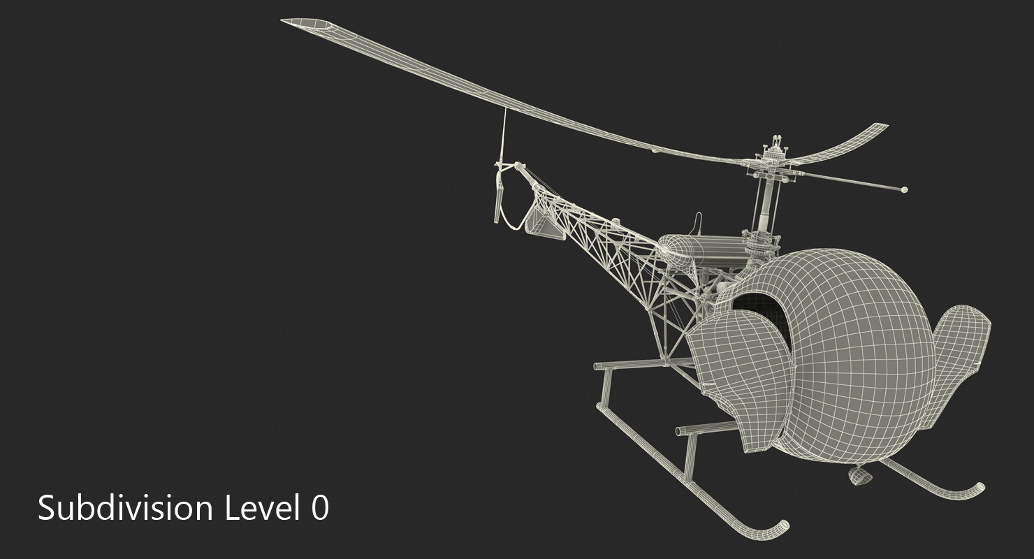3D Light Helicopter Bell 47 Rigged