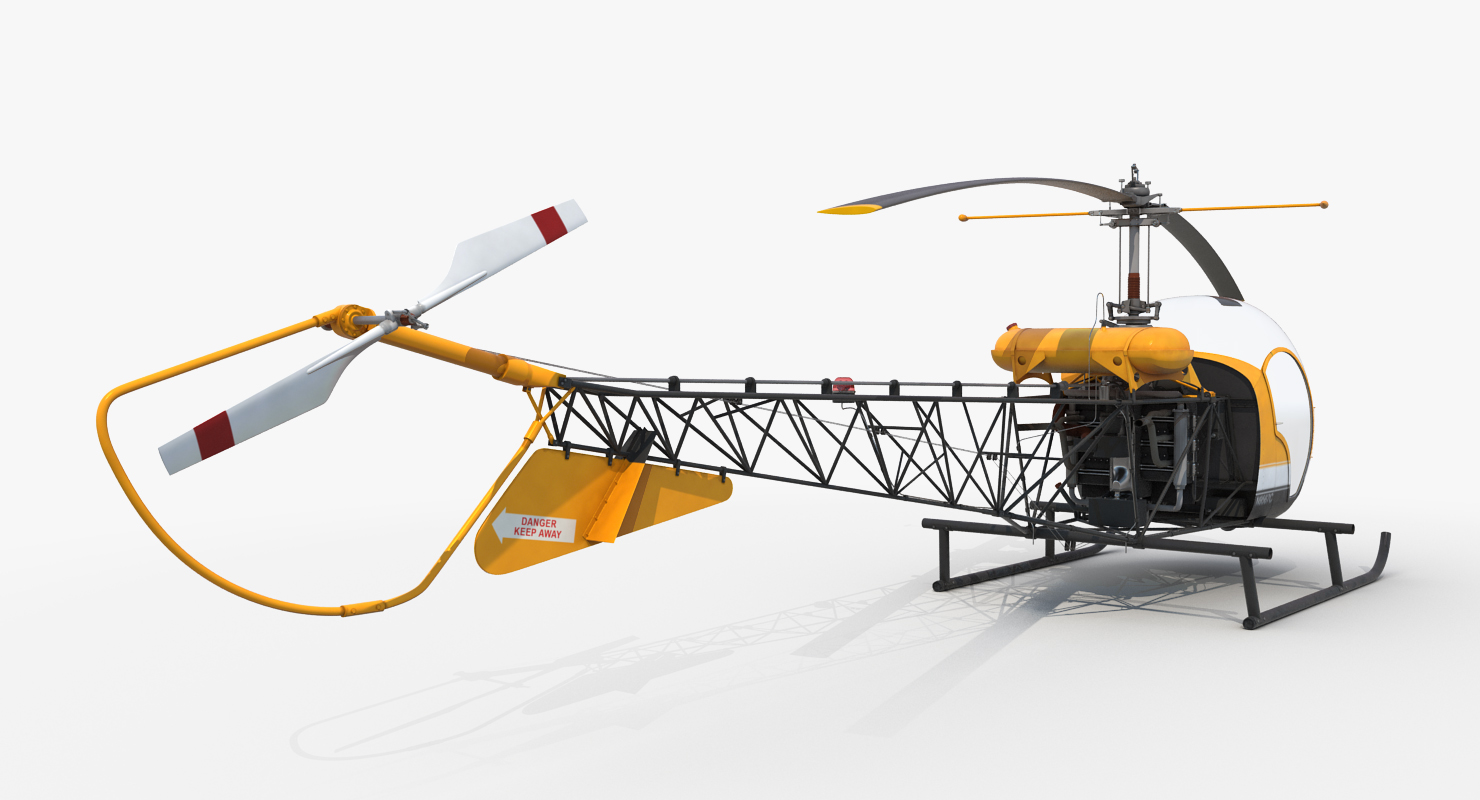 3D Light Helicopter Bell 47 Rigged