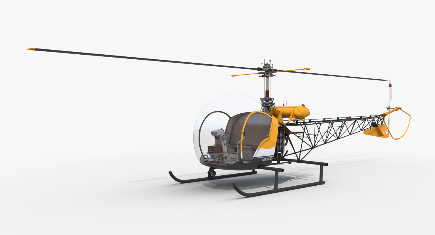 3D Light Helicopter Bell 47 Rigged