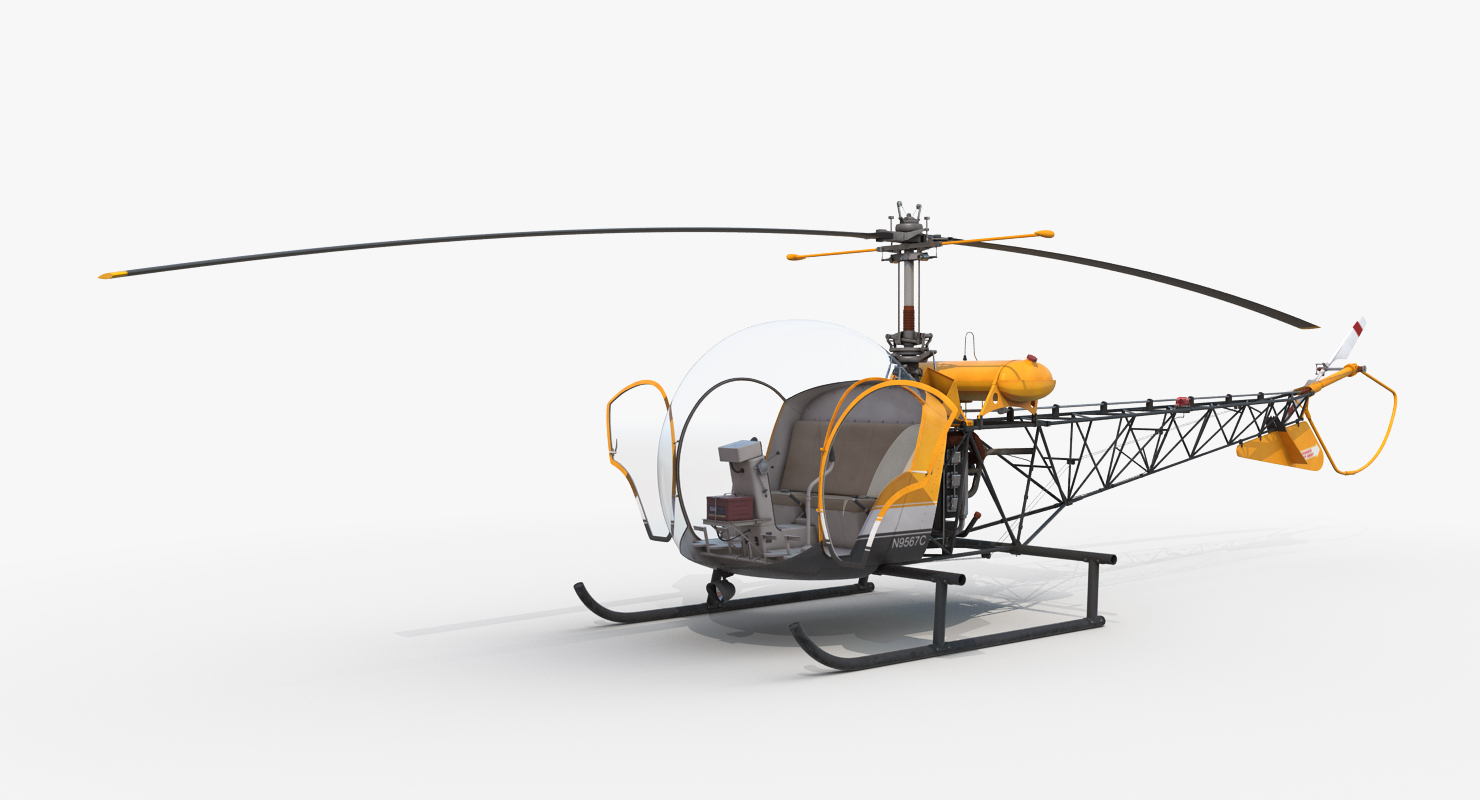 3D Light Helicopter Bell 47 Rigged